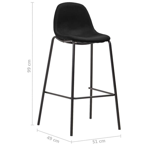 Barstolar 4 st svart tyg