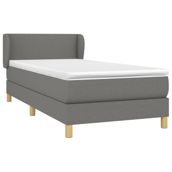Ramsäng med madrass mörkgrå 100x200 cm tyg