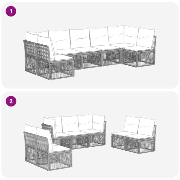 Trädgårdsoffset 7 pcs Grå konstrotting