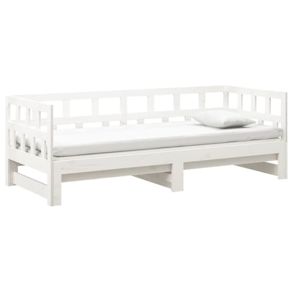 Bäddsoffa vit massiv furu 2x(90x200) cm