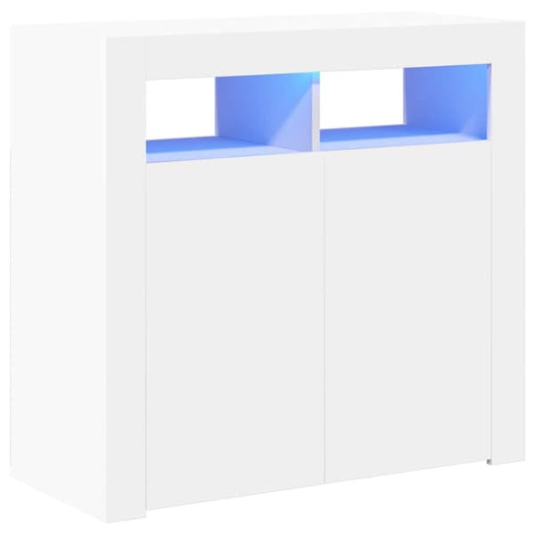 Skänk med LED-belysning vit 80x35x75 cm