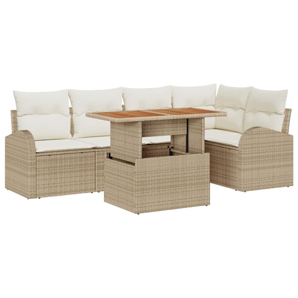 Trädgårdsoffset 6 st beige och gräddvit