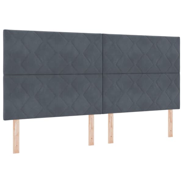 Bäddfjäder med huvudgavel Mörkgrå 200 x 200 cm Sammet
