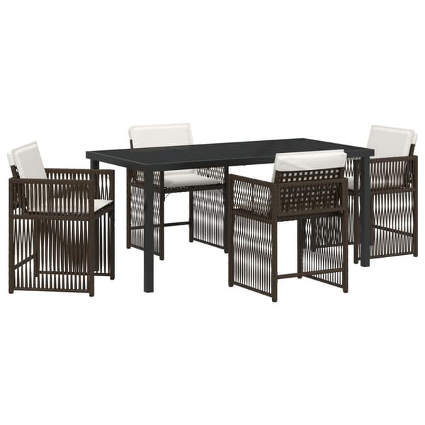 Trädgårdsmöbelset 5 pcs Brun konstrotting