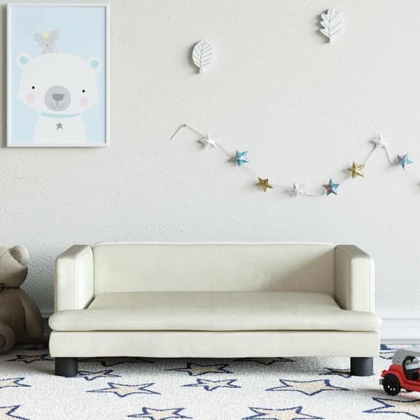 Barnsoffa gräddvit 80x45x30 cm sammet