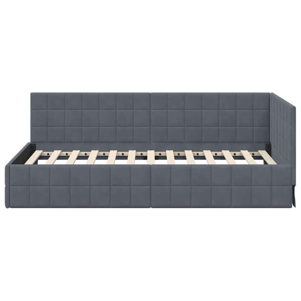 Hörn Sängram med huvudgavel Mörkgrå 100 cm x 200 cm Sammet