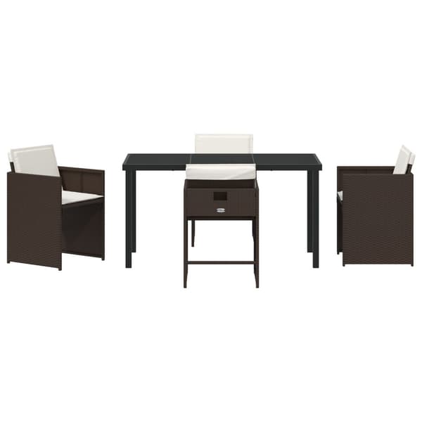 Trädgårdsmöbelset med kudde 5 pcs Brun konstrotting