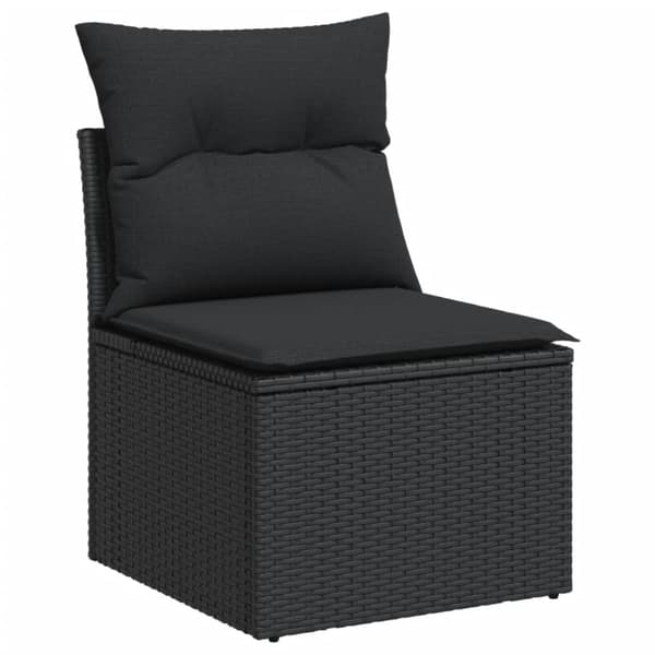 Loungegrupp med dynor 6 delar svart konstrotting