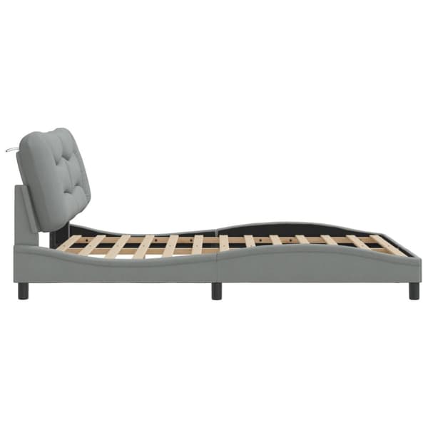 Bed Frame with LED without Mattress "Hvar" Light Grey 120x200 cm Fabric