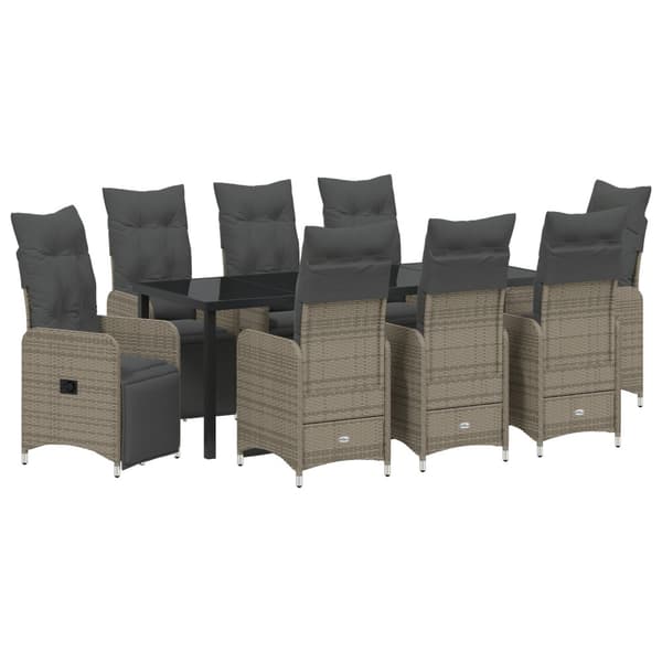 Trädgårdsmöbelset 9 pcs Beige konstrotting