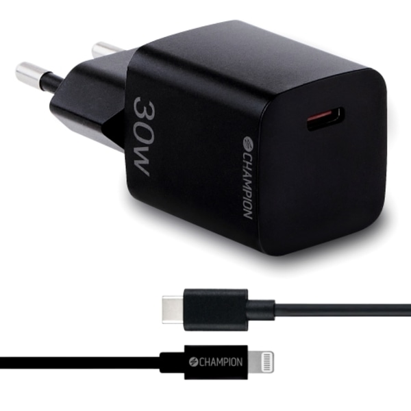 Laddare 30W + USB-C till Lightning Kabel Svart