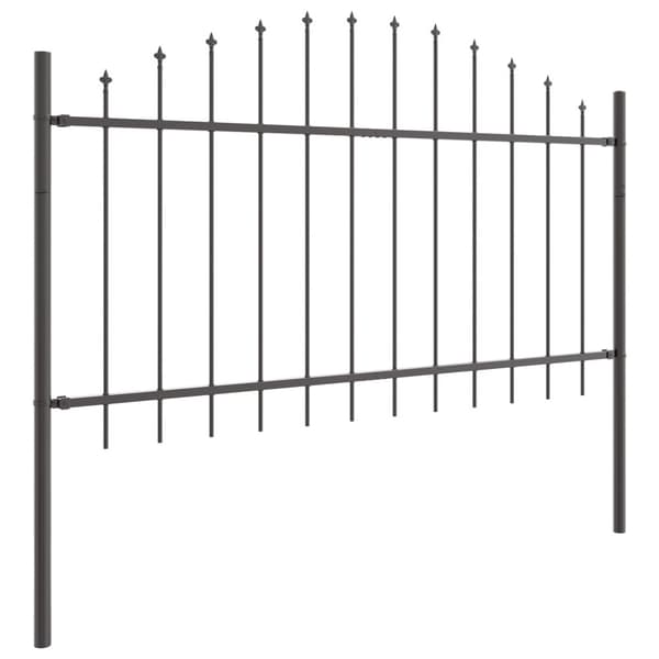 Trädgårdsstängsel 6 pcs Grå 170 x 140 cm Pulverlackerat stål