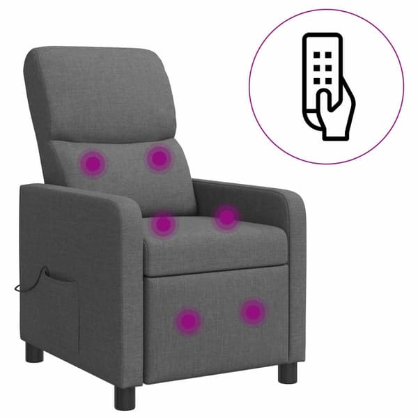 Massagefåtölj Mörkgrå Tyg