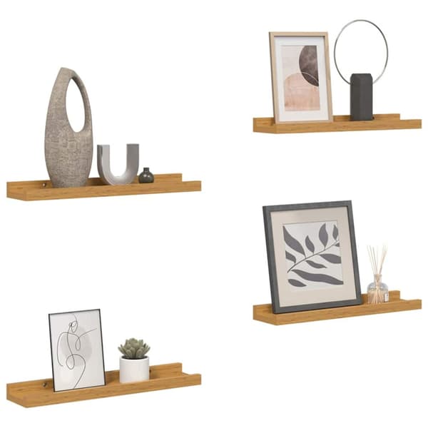 Vägg hylla Väggmonterat 4 pcs Beige 60 x 9 x 3 cm