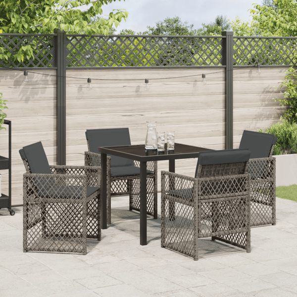 Trädgårdsmöbelset 5 pcs Grå konstrotting