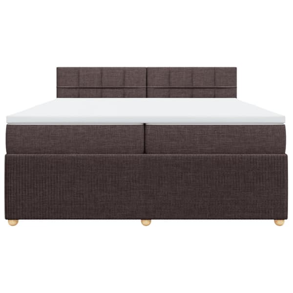 Ramsäng med madrass mörkbrun 200x200 cm tyg