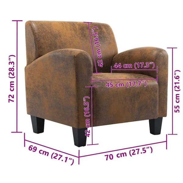 Soffa brun 70x69x72 cm konstläder