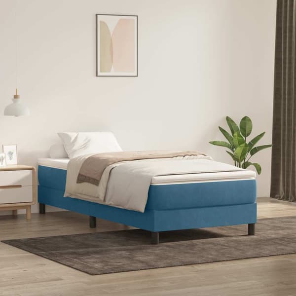 Resårsäng utan madrass mörkblå 80x210 cm sammet