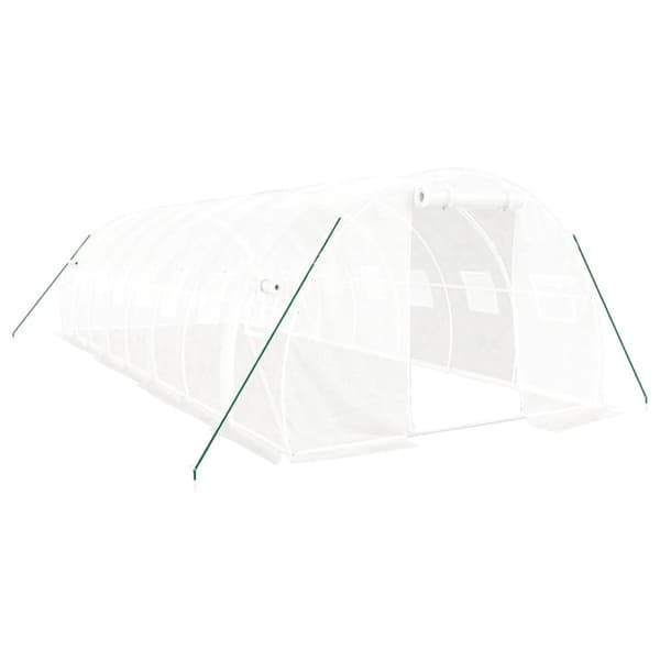 Växthus med stålram vit 24 m² 8x3x2 m