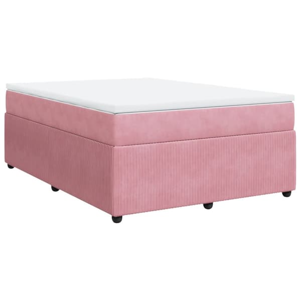 Ramsäng med madrass rosa 160x200 cm sammet