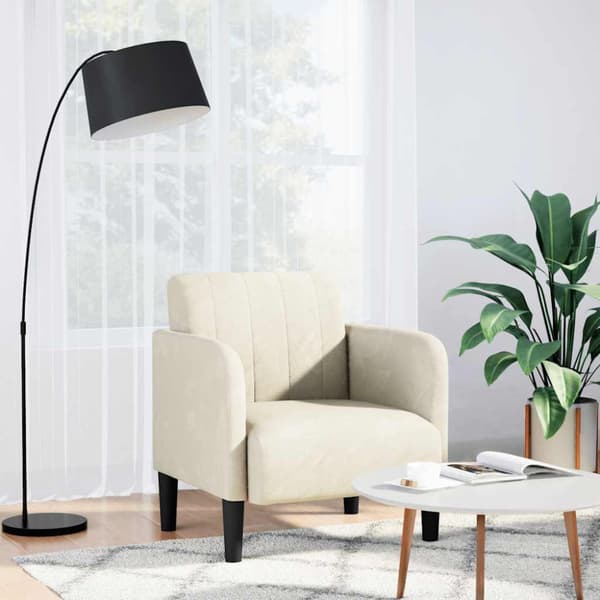 Soffstol med armstöd gräddvit 54 cm sammet