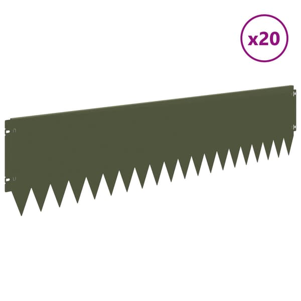 Kant för gräsmatta 20 pcs 103 x 25 cm Stål Olivgrön