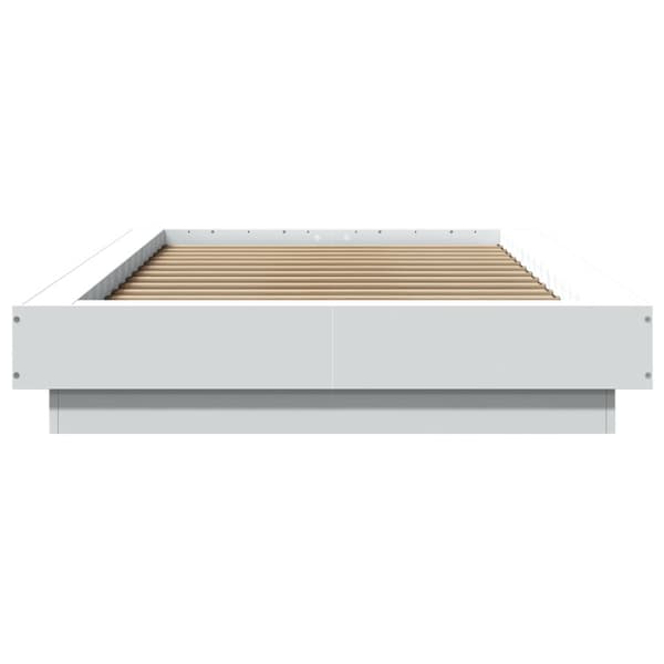 Sängram med LEDs vit 90x200 cm konstruerat trä