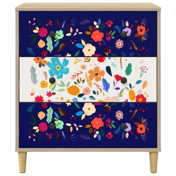 Kommode MAINZ Blommönster 66 x 36,5 x 75 cm Konstruerat trä