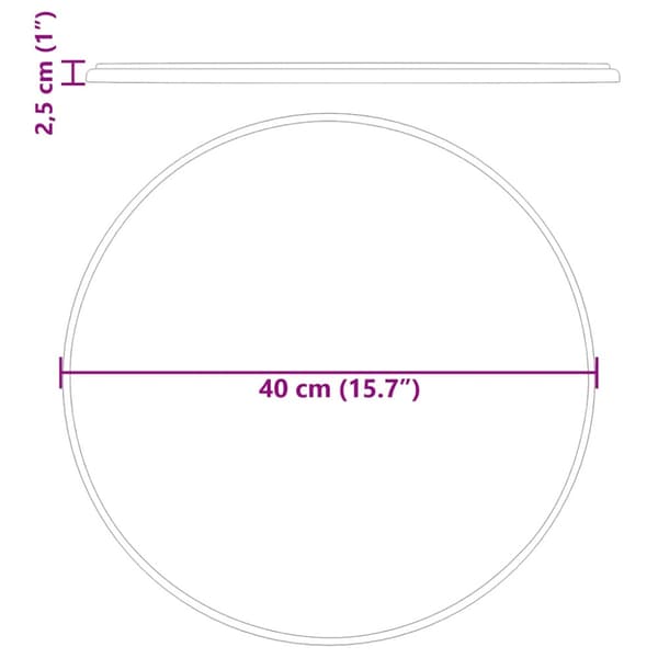 Bordsskiva svart Ø40x2,5 cm marmor