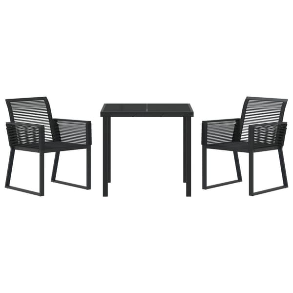 Trädgårdsmöbelset 3 pcs Svart Pulverlackerat stål