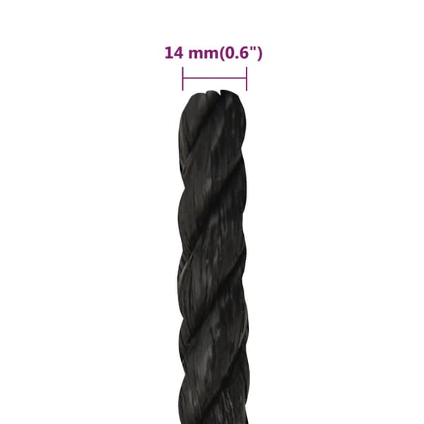 Rep svart 14 mm 25 m polypropen