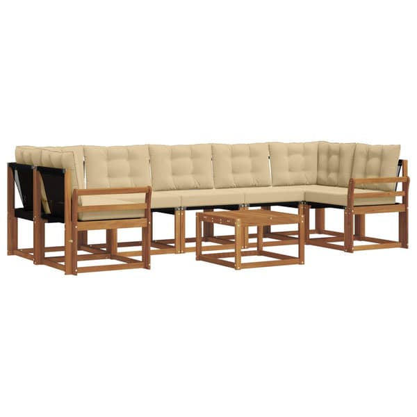 Utomhussoffset med kudde 8 pcs Naturlig och Beige