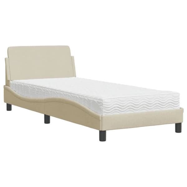 Bed with Mattress "Dover" Cream 80x200 cm Fabric