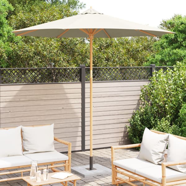 Trädgårdsparasol Rund Ø 270 x 260 cm Bambu Gräddvit