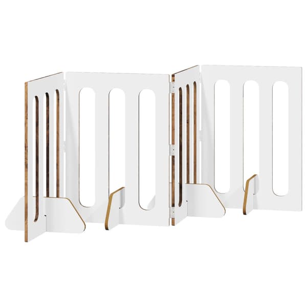Fällbar husdjursgrind 4 pcs Ekträ 201 x 38 x 70 cm