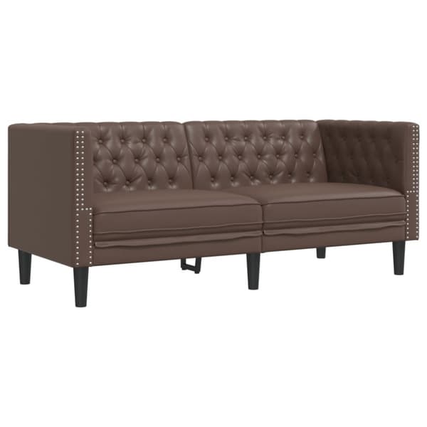 Soffgrupp chesterfield 2 delar brun konstläder