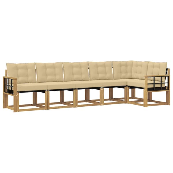 Utomhussoffset med kudde 6 pcs Vit och Beige