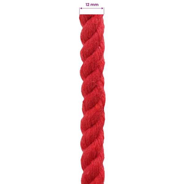 Rep Röd 1,2 x 1,2 x 2500 cm Bomull