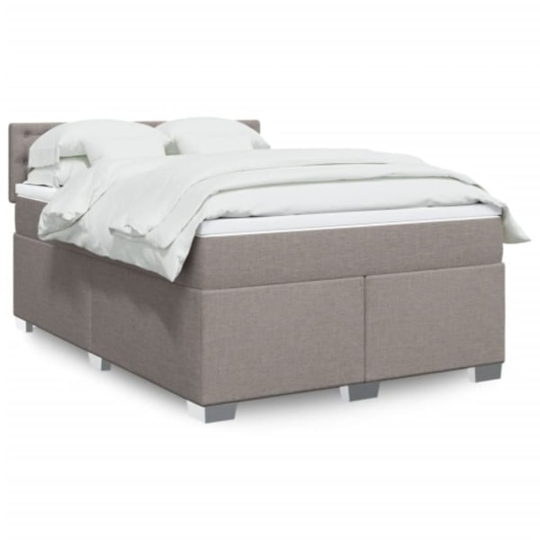 Ramsäng med madrass taupe 140x200 cm tyg