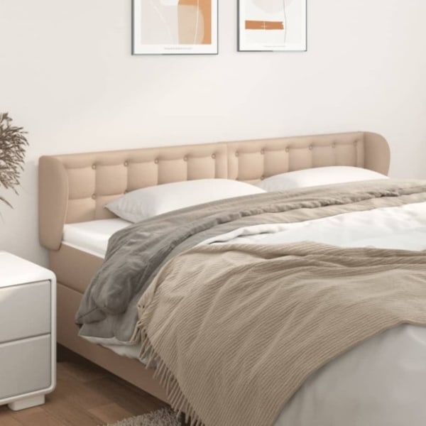 Sänggavel med kanter cappuccino 163x23x78/88 cm konstläder