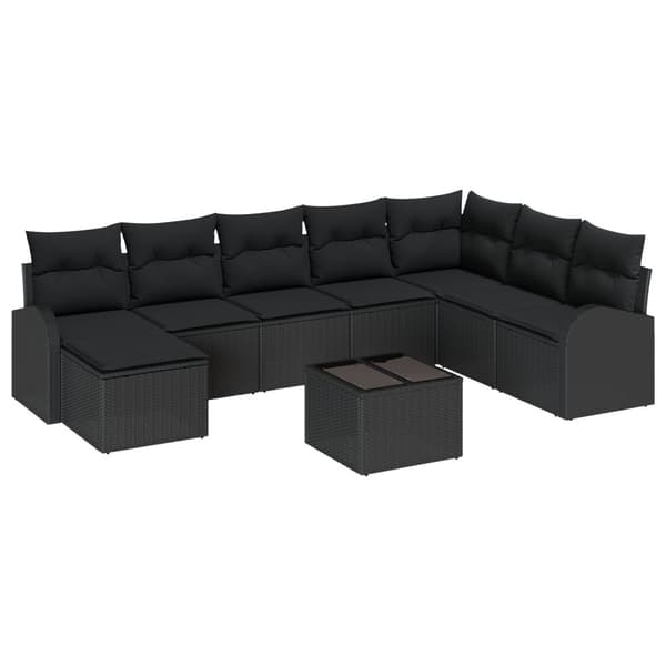 Soffset med kudde med lagring 9 pcs Svart konstrotting