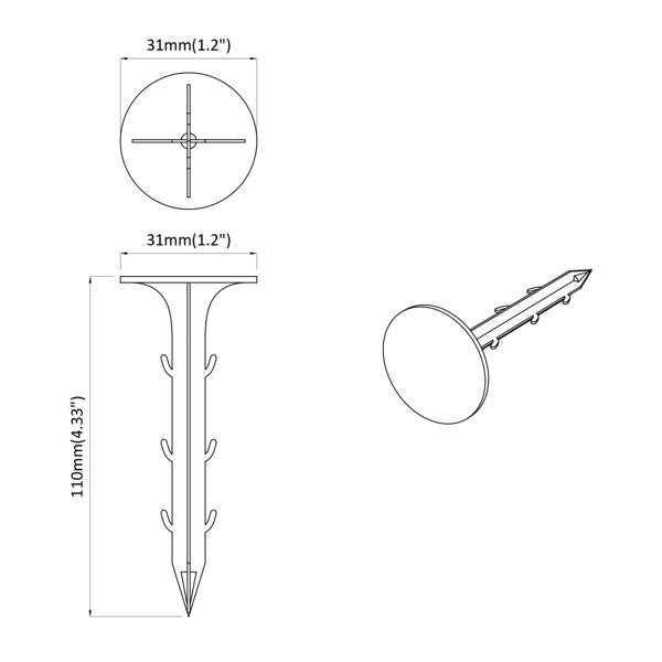Markpinnar 100 pcs Svart Ø3 x 11 cm Plast