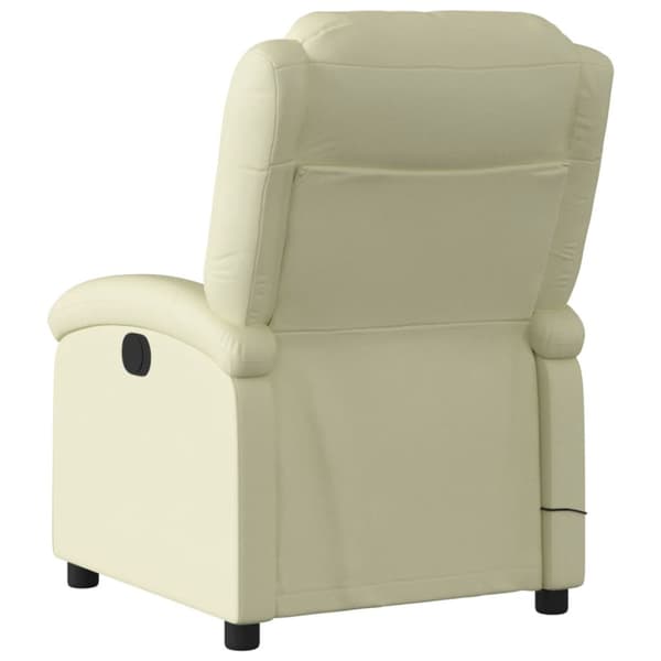 Massagefåtölj krämfärgad äkta läder
