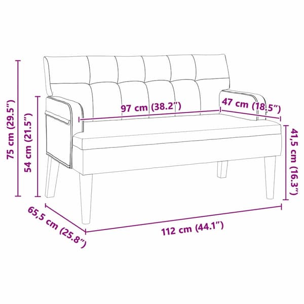 Chesterfield Bänk Blå 112 x 65,5 x 75 cm Sammet