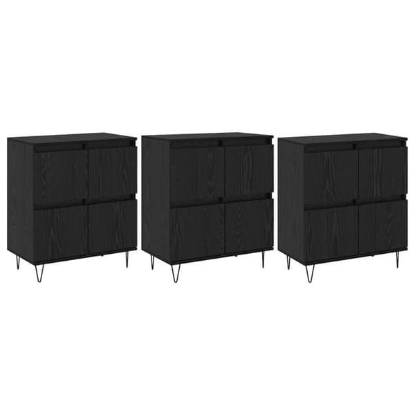 Skåp 3 pcs Svart Ek