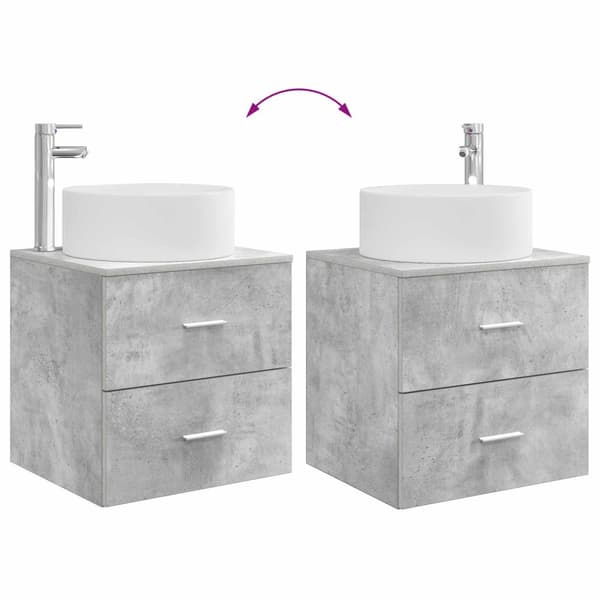 Badrumsmöbelset 2 pcs Betonggrå Konstruerat trä