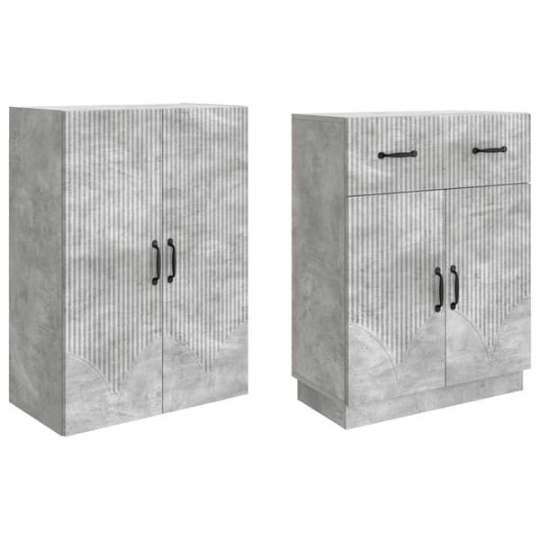 Skåpset 2 pcs Betonggrå Konstruerat trä