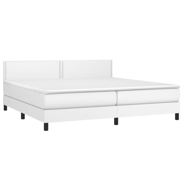 Ramsäng med madrass vit 200x200 cm konstläder