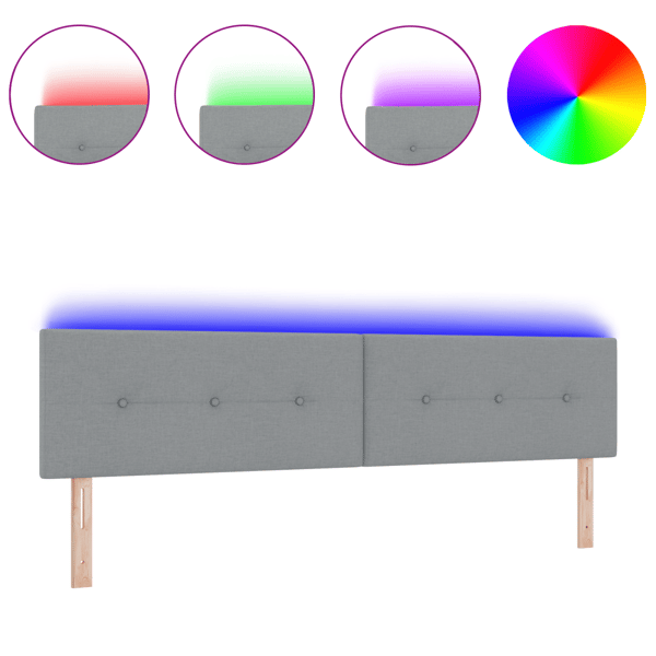 LED huvuddyna med LED-ljusslingor Ljusgrå 200 cm tyg