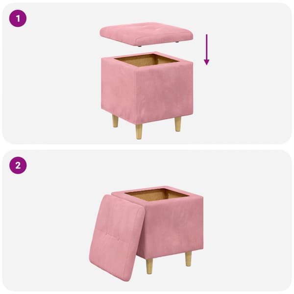 Ottoman med förvaring Rosa 40 x 40 x 45 cm Sammet